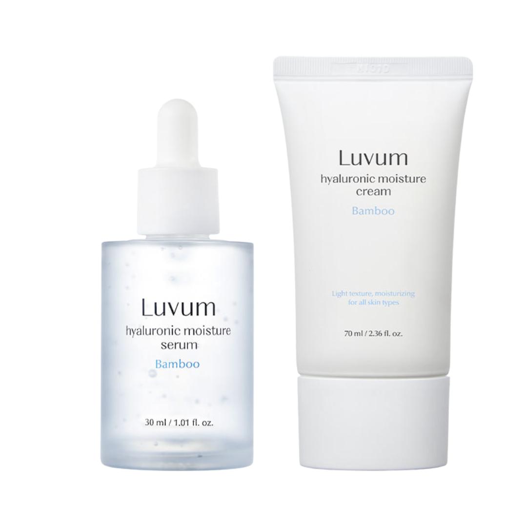 Luvum Bamboo Hyaluronic Layering Moisture Skincare Routine Set Serum & Cream