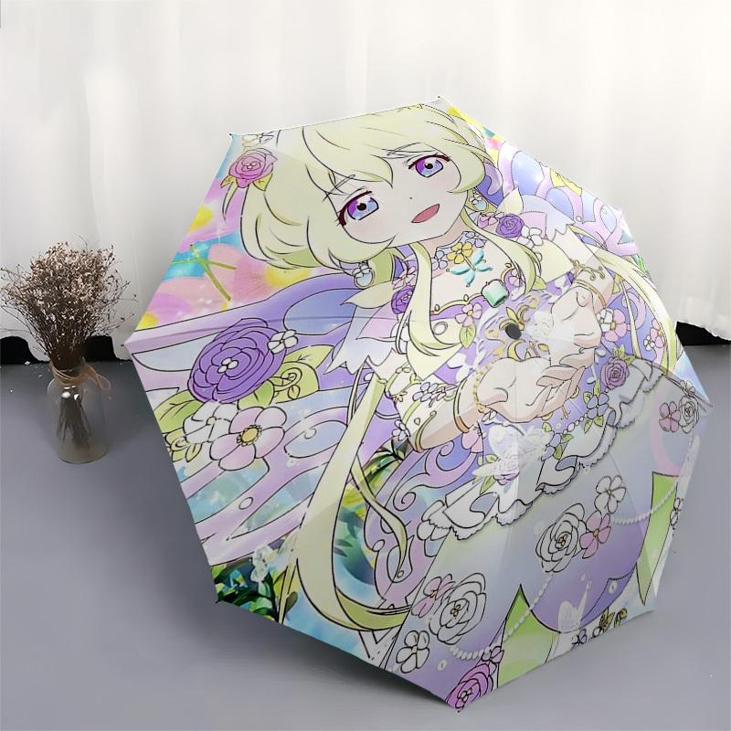 1pc Princess Floral Outdoor Umbrella - Automatic Opening/Closing, Portable 3-Fold Design, 8-Rib Iron Frame - Perfect Gift for Fans, Travelers, Daily U