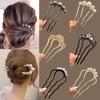 Metal U-Shaped Hair Sticks Combs Pearl Tassel Hair Fork Hair Clip Hairpins Women Girl Hair Accessories Ornament Styling Tool