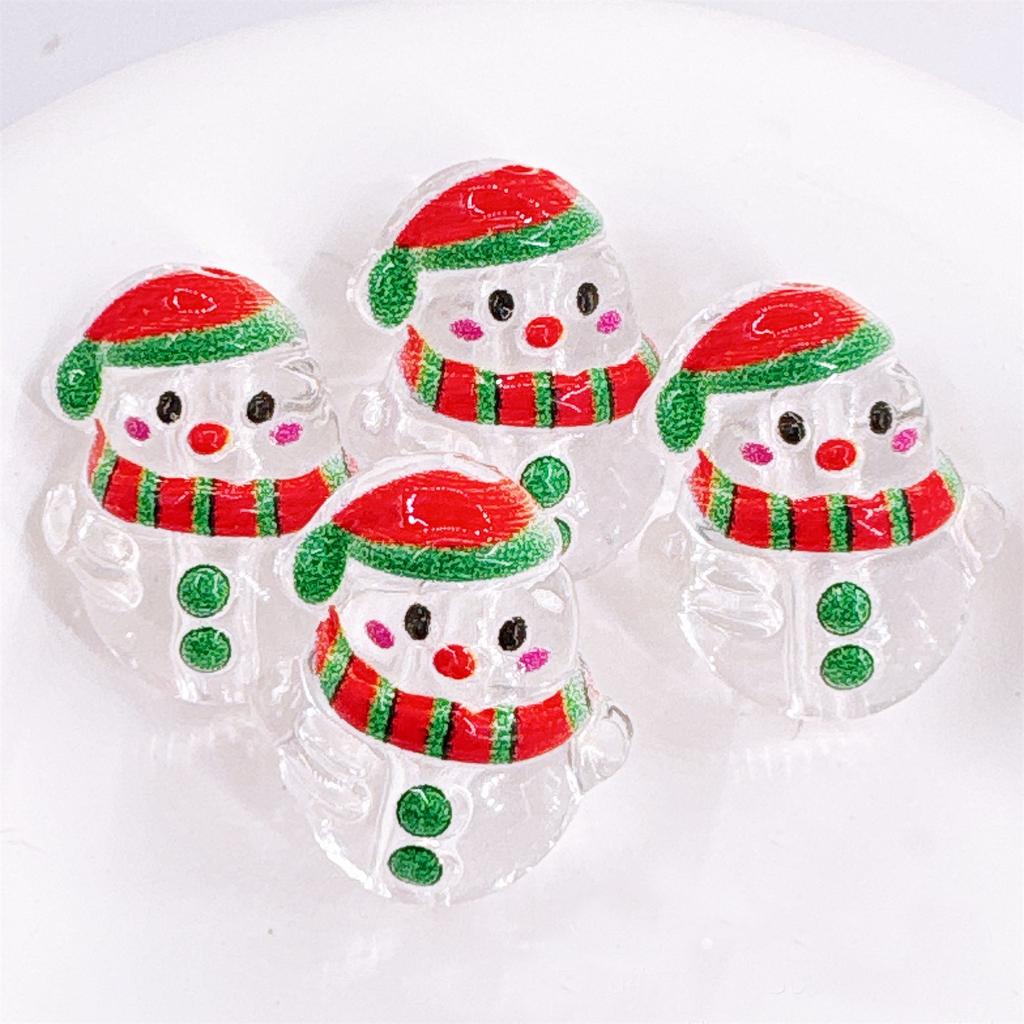 100Pcs Christmas Snowman Beads with Hole 16x20mm Acrylic Beads For Art Craft Bracelets Jewelry Making Holiday Decoration