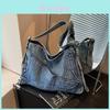 Denim Bag For Women With Zipper Closure And Interior Pocket For Daily Use