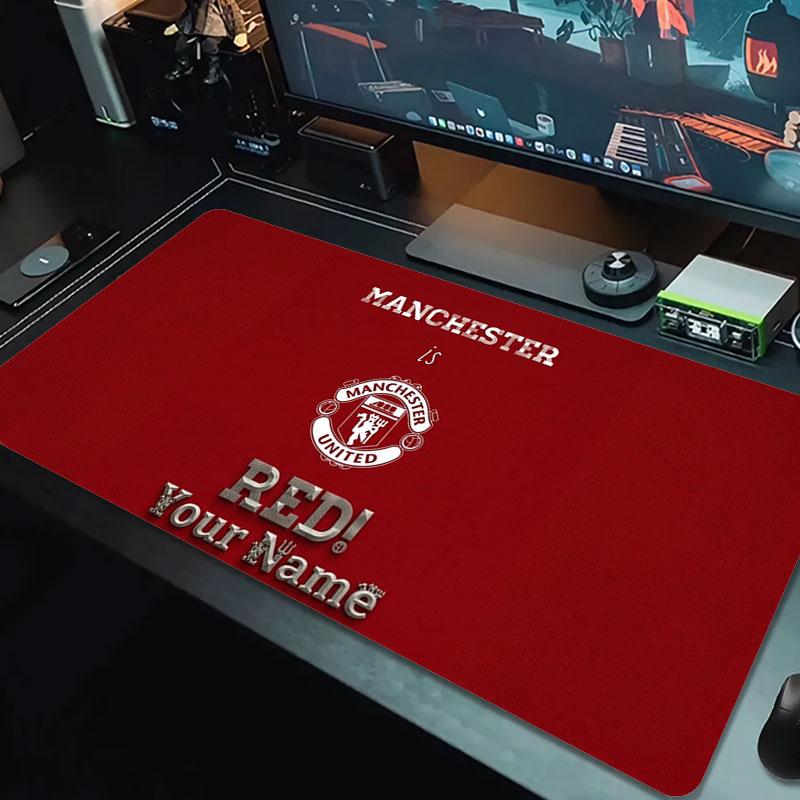 Manchester United F Custom Name Large Size Mouse Pad Large Gaming Table Cushion Non-slip Laptop Tablet Big Mousepad XXL Mat Mini PC Playmat With Lock