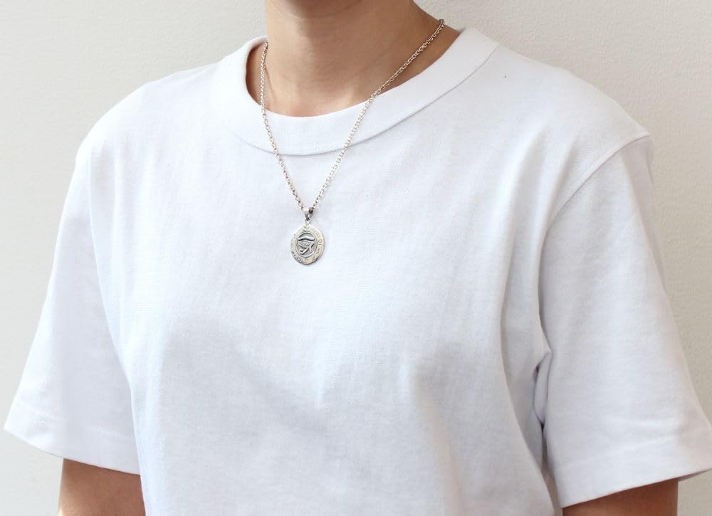 [Mizar] Eye of Horus Pendant, Sterling Silver 925, Egyptian Style, Men's & Women's Pendant Top (Large Size)