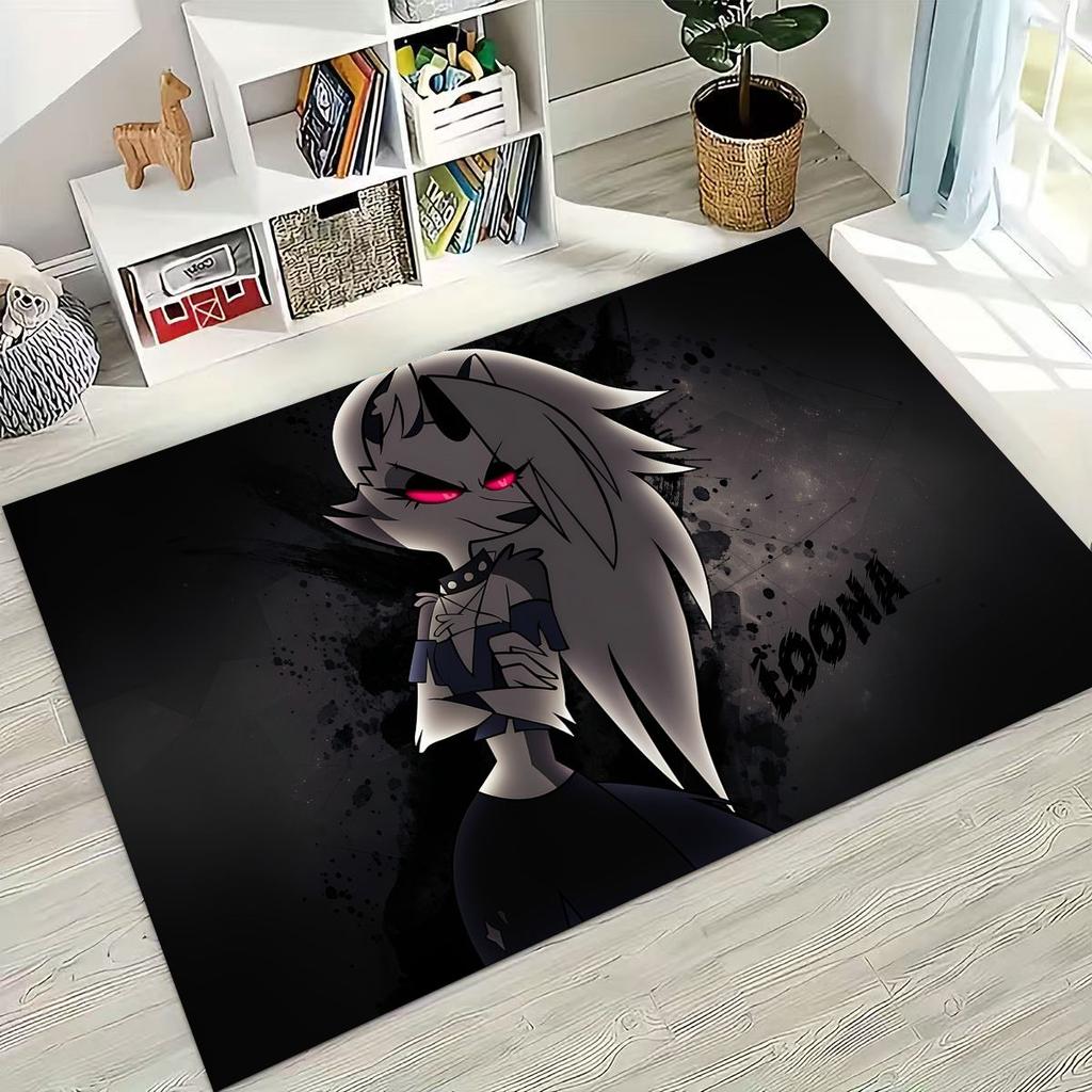 Alfombra de Dibujos Animados 3D H-Helluva Boss Blitzo H-Hazbin Hotel para Dormitorio Sala de Estar Sofá Decoración de Felpudo para el Hogar, Alfombra Antideslizante para el Suelo