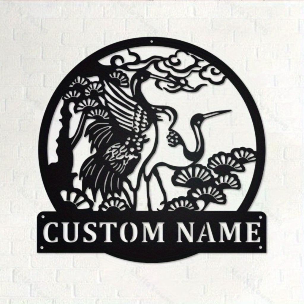 Customizable Red Crowned Crane Metal Sign, Hot Sale for Home Garden Door Outdoor Kitchen Decor