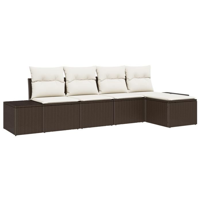 VidaXL Ensemble de canapé de jardin de 5 pièces avec coussins en polyrotin marron 3355687