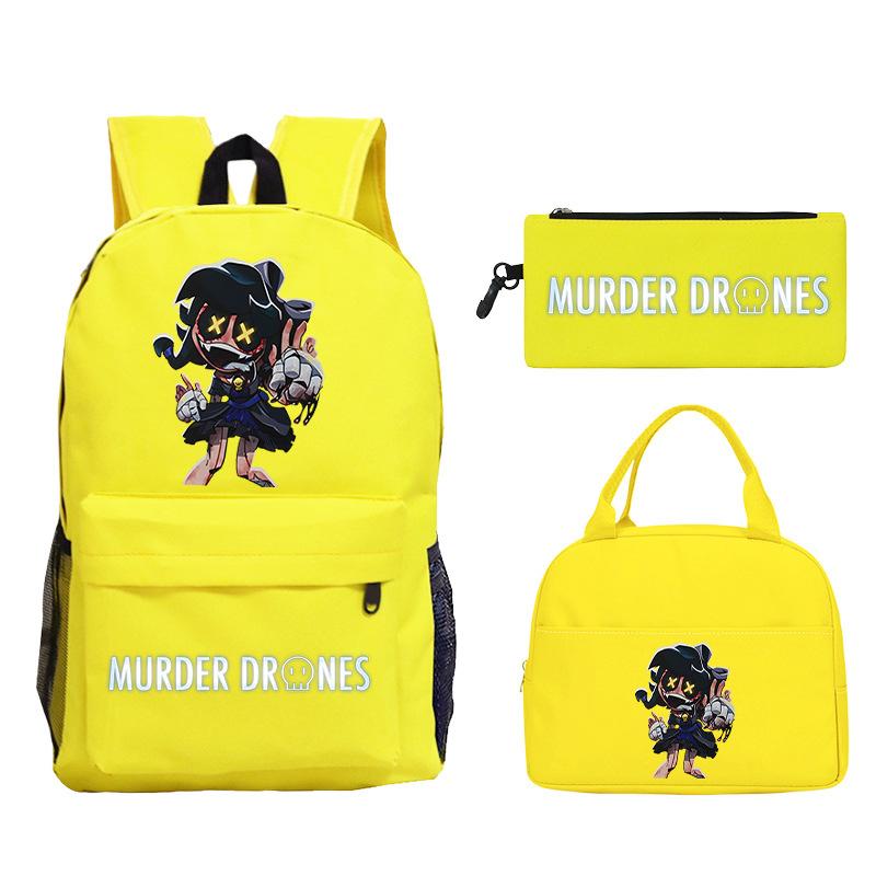 Murder Drones Printed Children's Backpack Pencil Bag Meal Bag Set Large Capacity Student School Bag