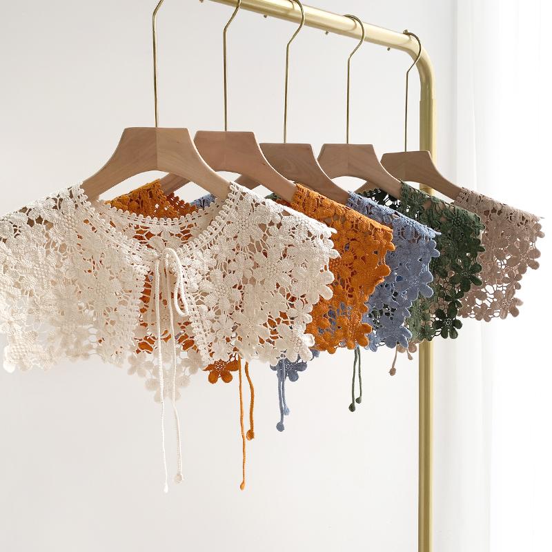 Vier Jahreszeiten Spitze Gestrickt Gehäkelt Hohl Falscher Kragen Damen Kleiner Schal Dekorativ Damen Kleidung Accessoires Abnehmbarer Kragen
