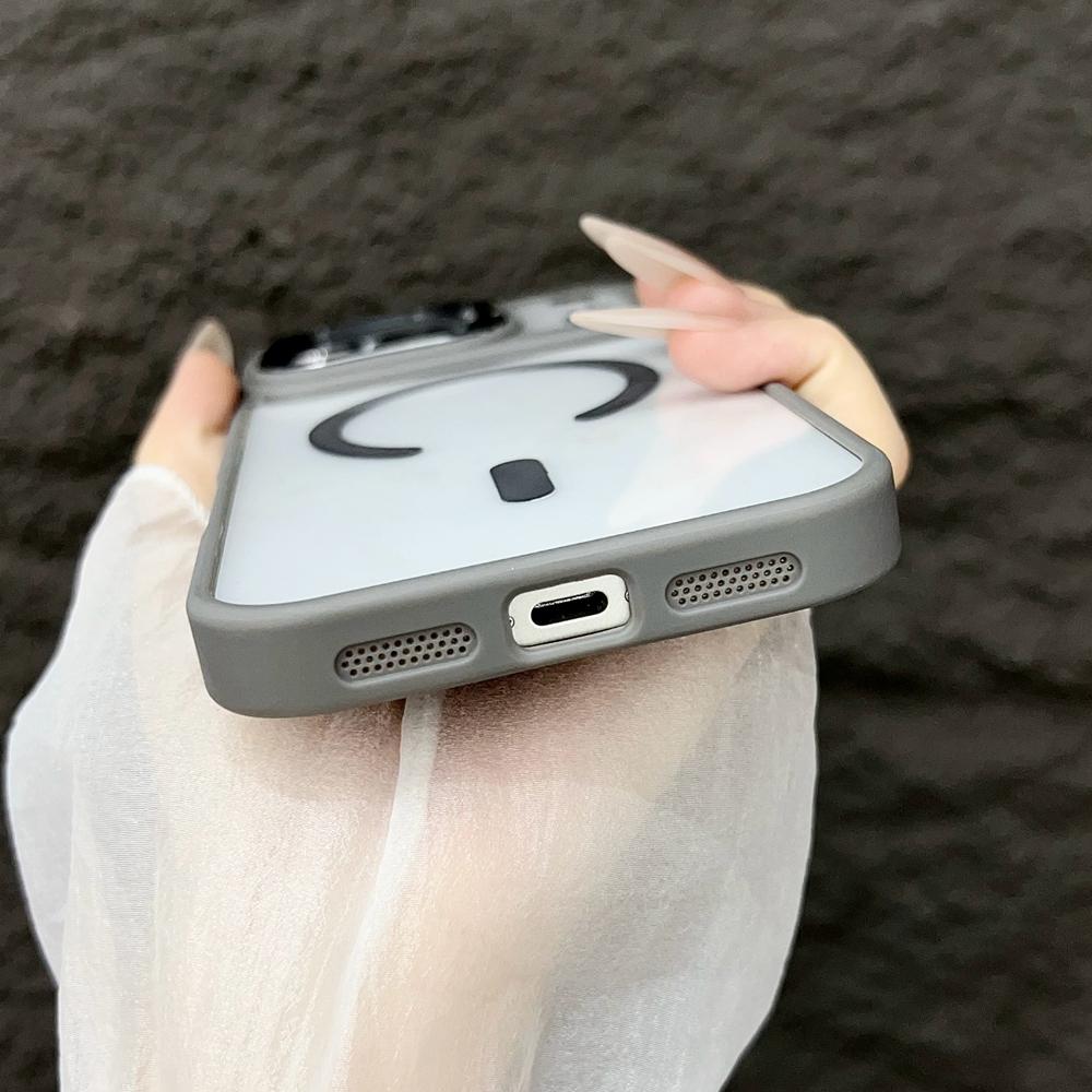 KEYSION Magnetic Transparent Phone Case for MagSafe for iPhone 17 Pro Max 17Air Metal Lens Stand Shockproof Lens Protector Cover