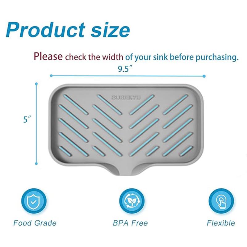 Silicone Draining Mat for Kitchen Counter Soap Dispenser Sponge Easy Clean Non-slipping Countertop Storage Drying Board Pad