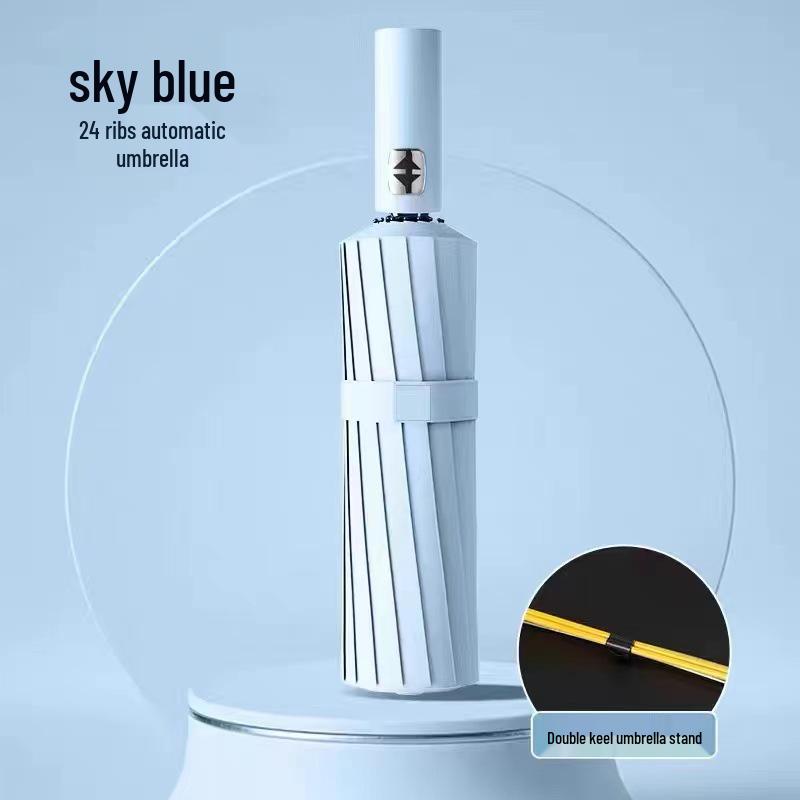 Large Automatic Windproof Umbrella: Dual Use for Sun and Rain, Black Glue Sunshade