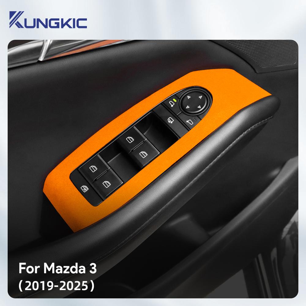 BKD1 Top Suede Trim LHD RHD Sticker For Mazda 3 BP M3 Axela 2019 2020 2021 2022 2023 2024 2025 Car Window Lift Panel Interior
