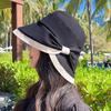 New Summer Women Bow Tie Fashion Bucket Hats Outdoor Sunscreen Beach Wide Brim Panama Cap Casual Uv Protection Fisherman Hat