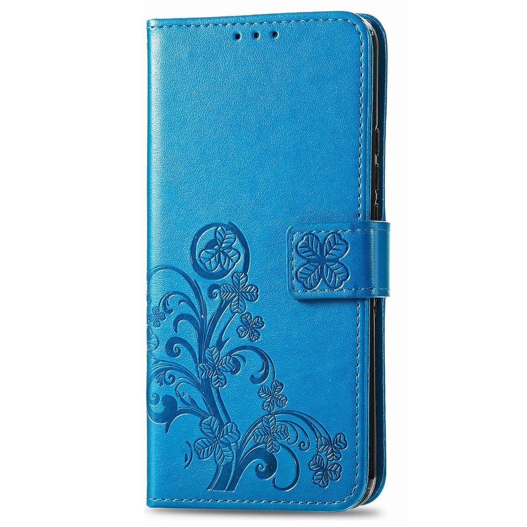 Leather Wallet Flip Case for VIVO V70 FE V60 V50 V40 V30 V29 V29E V50E V27E Lite Pro SE Embossed Clover Floral Design