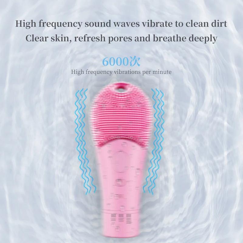 Portable Household Cleanser Rechargeable Electric Ultrasonic Vibration Silicone Cleanser Electric Facial Massager