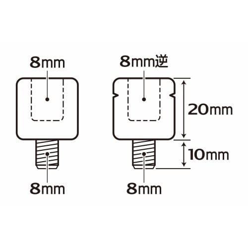 Tanax Bike Mirror Napoleon Positive Thread Adapter Plated [Reverse 8mm Positive 8mm] SHM-8