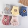 Bear Cartoon Pattern Gloves Rabbit Knitted Mittens Thicken Baby Fluffy Gloves  Kids