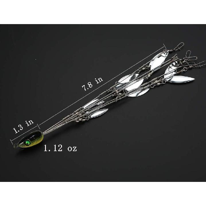 Alabama Rig for Bass Fishing Lure Bait 5 Arms Umbrella A-Rig Swimbait with 4 Willow Leaf Blades for Trout Perch Walleye Freshwater/Saltwater Boat