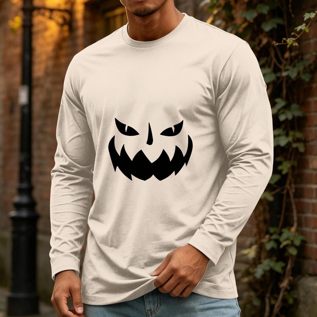 Men's Halloween Long Sleeve Neck Casual Top for Party