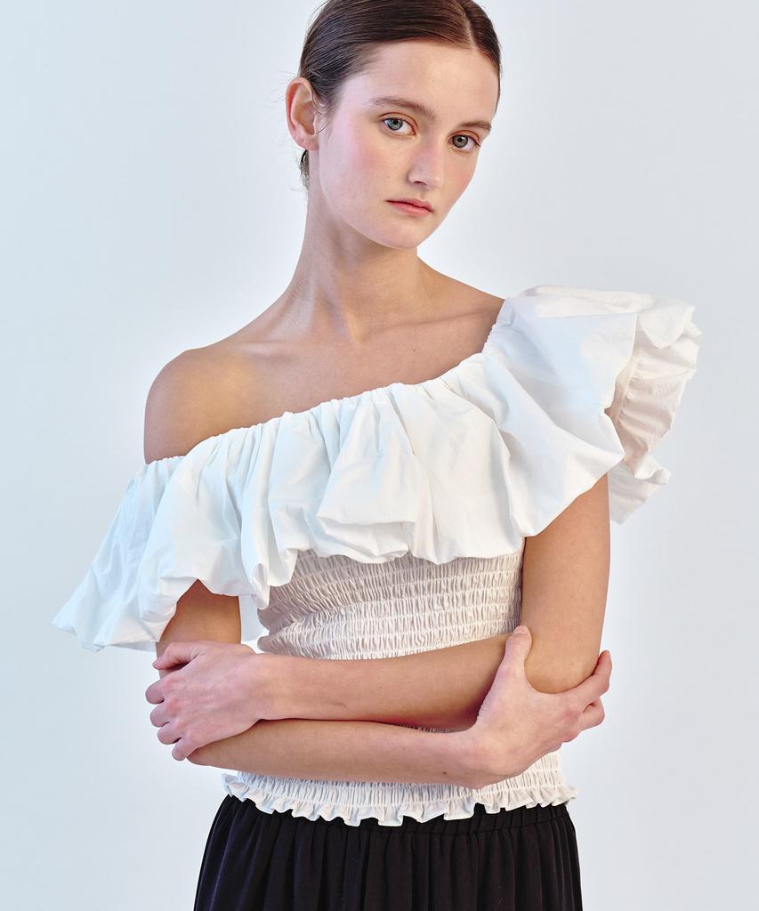 SO IR Off Shoulder Ruffle Blouse - White