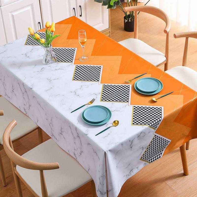 Household Simple Tablecloth Waterproof, Oil-Proof And Anti-Scalding Leave-In Tablecloth Wind Coffee Table Cloth Thousand Bird Grid