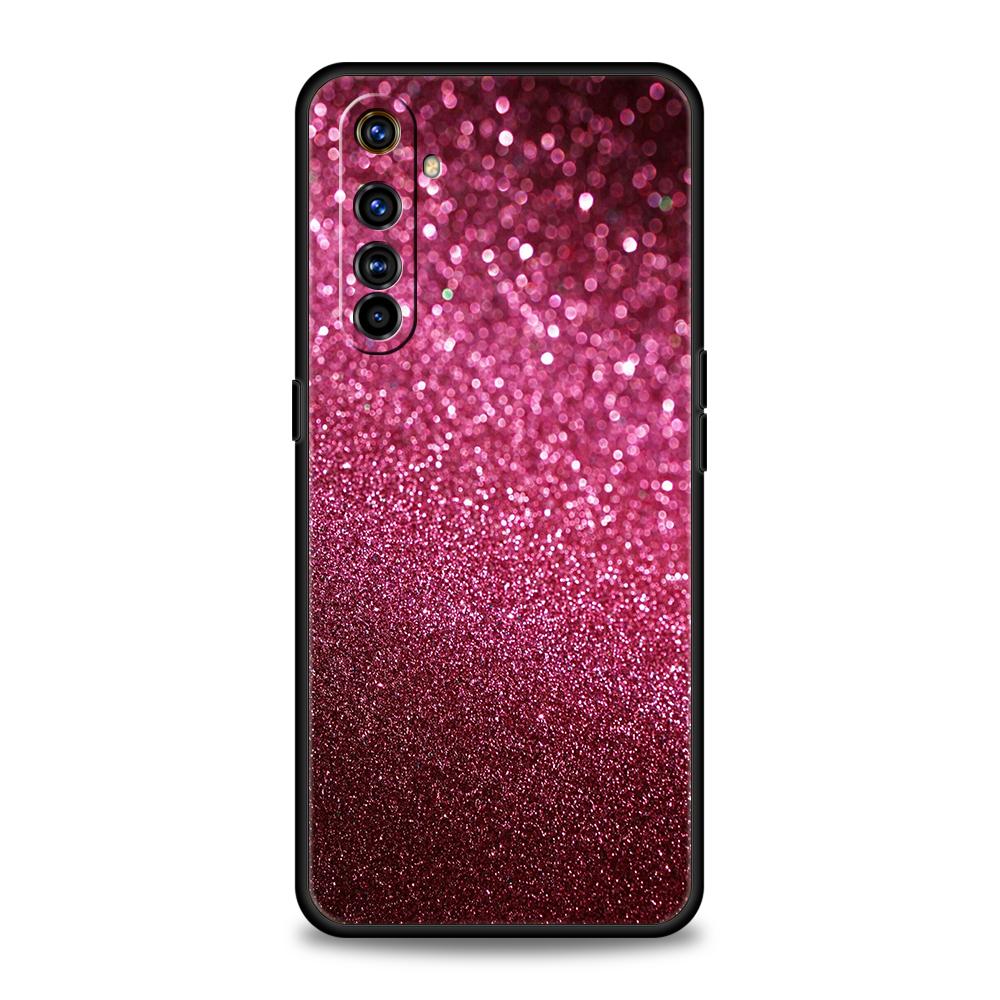 Silicone Morbido Rosa Glitterato Per Realme 8i 9i 9 Pro Plus GT2 Pro C3 6 7 8 Pro C21 C11 C25 Pro 5G Cover per Telefono Antiurto Custodie Borsa