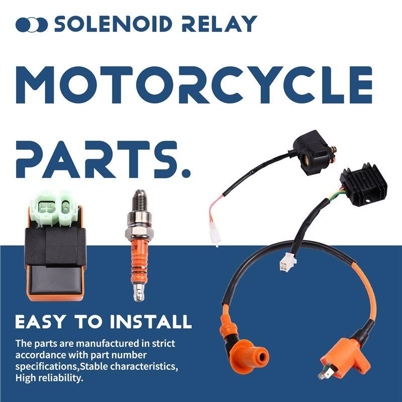 Scooter Motorcycle Ignition Coil Spark Plug 6 Pin CDI Solenoid Relay Voltage Regulator Rectifier For GY6 50-150CC Engines