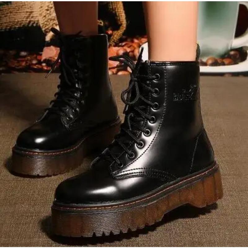 High Quality Platform Autumn and Winter Add Cotton Warm Motorcycle Boots Women's Punk Ankle Boots Size 35-40 C062