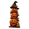 Halloween Tabletop Decor Wooden Signs, Haunted House & Pumpkin Stack, Spooky Festival Ornament