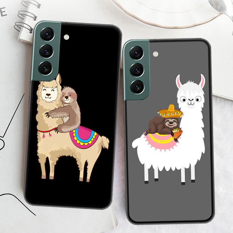Cute Cartoon Llama Phone Case For Samsung Galaxy A12 A22 A32 A42 A52 A72 A54 A34 A24 A14 A73 A53 A33 A23 A13 5G F52 F62 Cover Sh