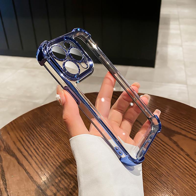 Luxury Plating Clear Shockproof Phone Case For iPhone 12 13 14 15 16 Pro Max Plus XS XR X Transparent Acrylic Anti-Shock Cover