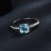 WOSIKATE Luxury Blue Square Topaz Engagement Ring For Women   CopperFashion Jewelry Hundred Finger Ring Accessories