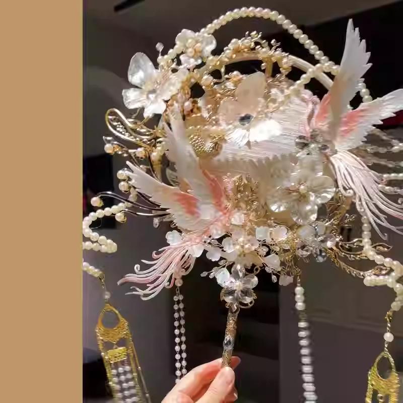 DIY Xiuhe Bridal Round Fan Kit: Flowing Light Ancient Style Wedding Accessory