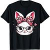 Rabbit Bunny Wearing Leopard Glasses Cute Easter Women Kids T-Shirt