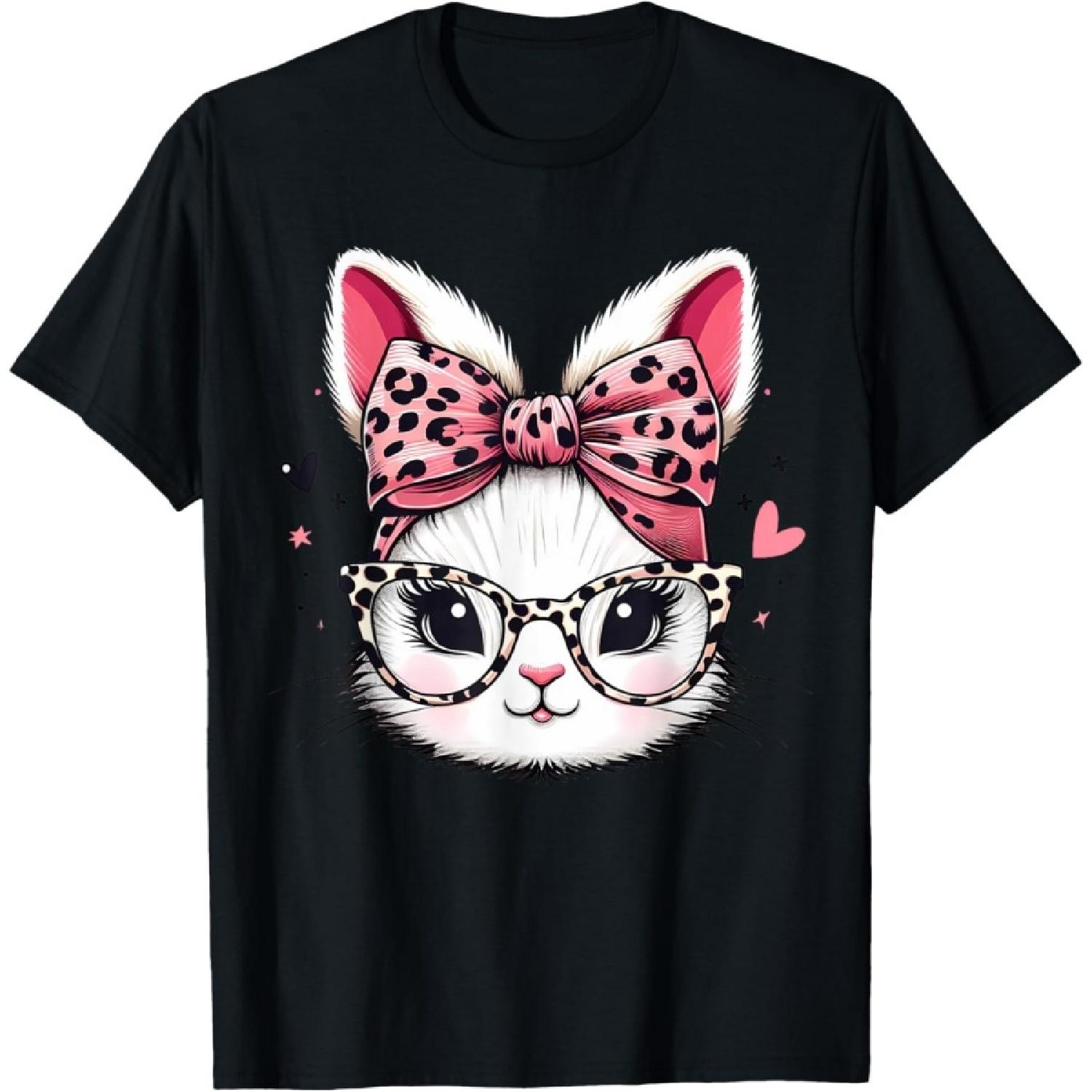 Rabbit Bunny Wearing Leopard Glasses Cute Easter Women Kids T-Shirt S