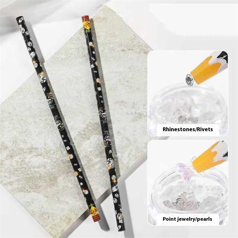 3 Stück 23cm Extra-Langer Nail Art Wachs Punktierstift Professionelles Punktierwerkzeug für Strasssteine Nageldesign & DIY Dekoration