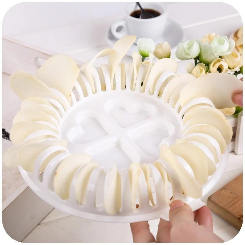 Microwave Oven Degreased Potato Chips Maker Apple Fruit Potato Crisp Chip Slicer Snack Maker DIY Set Tray Kitchen Tool Chip Rack