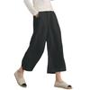 2026 New Women's Linen Cotton Wide Leg Pants, Elastic Waist Cropped Culottes for Spring Summer Casual Wear