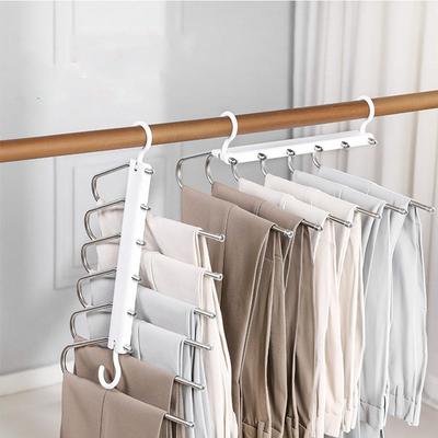 6-in-1-Hosenbügel, Edelstahl-Kleiderbügel, Hosenbügel, platzsparende Schrankbügel, Kleiderbügel, Kleiderbügel, Kleiderbügel für Hosenhangars