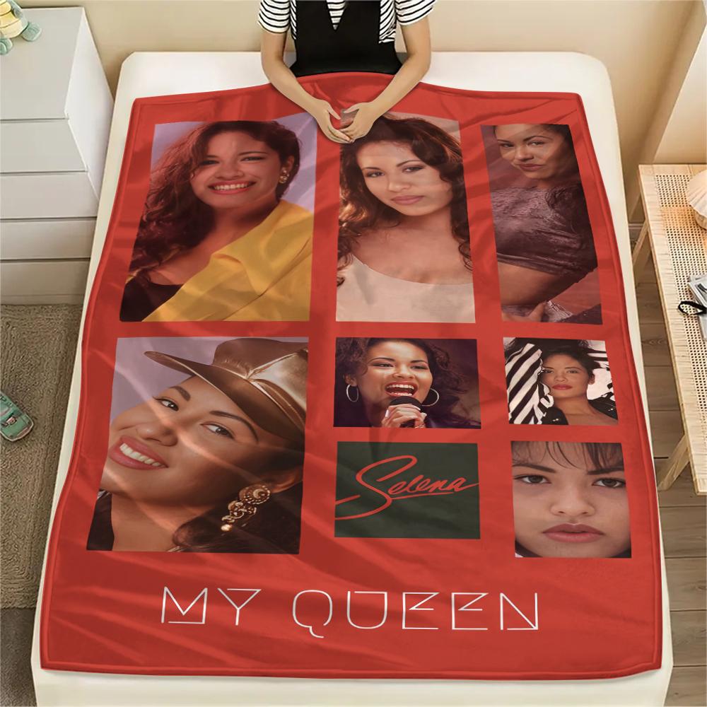 1 шт. Фланелевое одеяло с принтом Селены Кинтанилья, Высокое качество, Для всех сезонов, Декор для дома, Тепло и комфорт, Идеально для рождественских подарков 80cm x 120cm