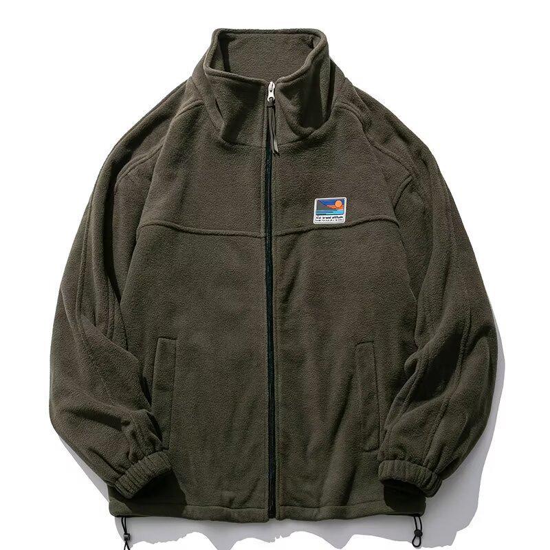 

Мужское зимнее пальто из японской овечьей шерсти с воротником-стойкой, универсальная повседневная куртка для пары L зелёный