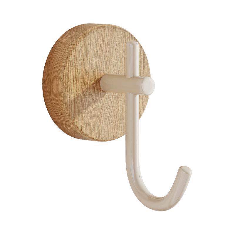 Walnut Solid Wood Door Hook, Nail-Free Wall-Mounted Clothes Hanger for Bedroom Decor
