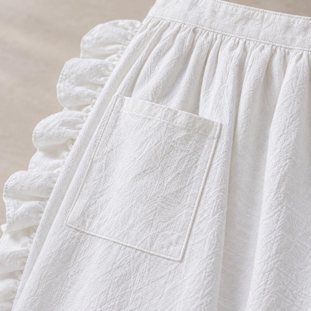 Ruffle Edge Work Apron White Short Apron Fashion Half Body Apron For Flower Shop