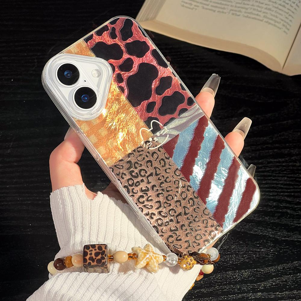 Bracelet Chain Lanyard Phone Case For iPhone 16 Pro Max Funda iPhone 11 13 15 14 12 Hard Plastic Shockproof Leopard Cover Coque