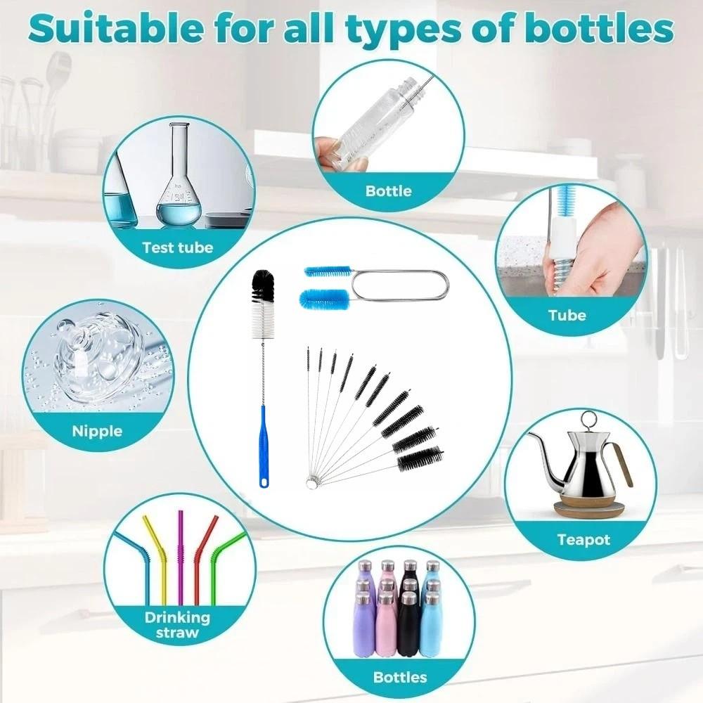 12/13Pcs Portable Glass Tube Pipe Cleaner Set Dust Removal Professional Bottle Brush Cleaning Set Practical Handheld