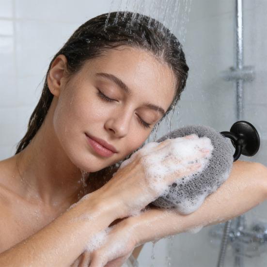 Super Soft Sunflower Suction Cup Bath Ball 2-in-1 Exfoliating Bath Sponge with Massage Function Soft Massage Shower Ball