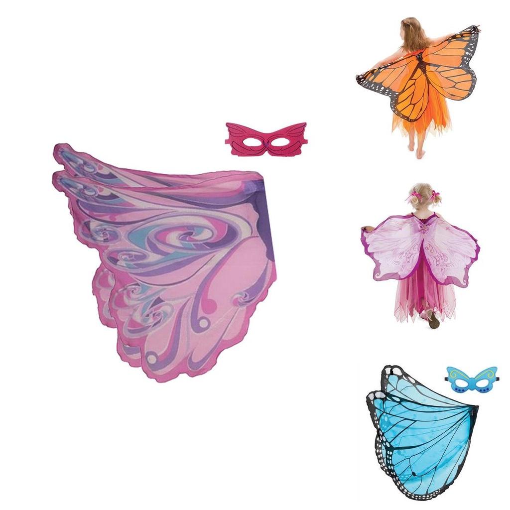 Chiffon Butterfly Wings Cape With Mask Perfect For Dress Up Parties And Cosplay