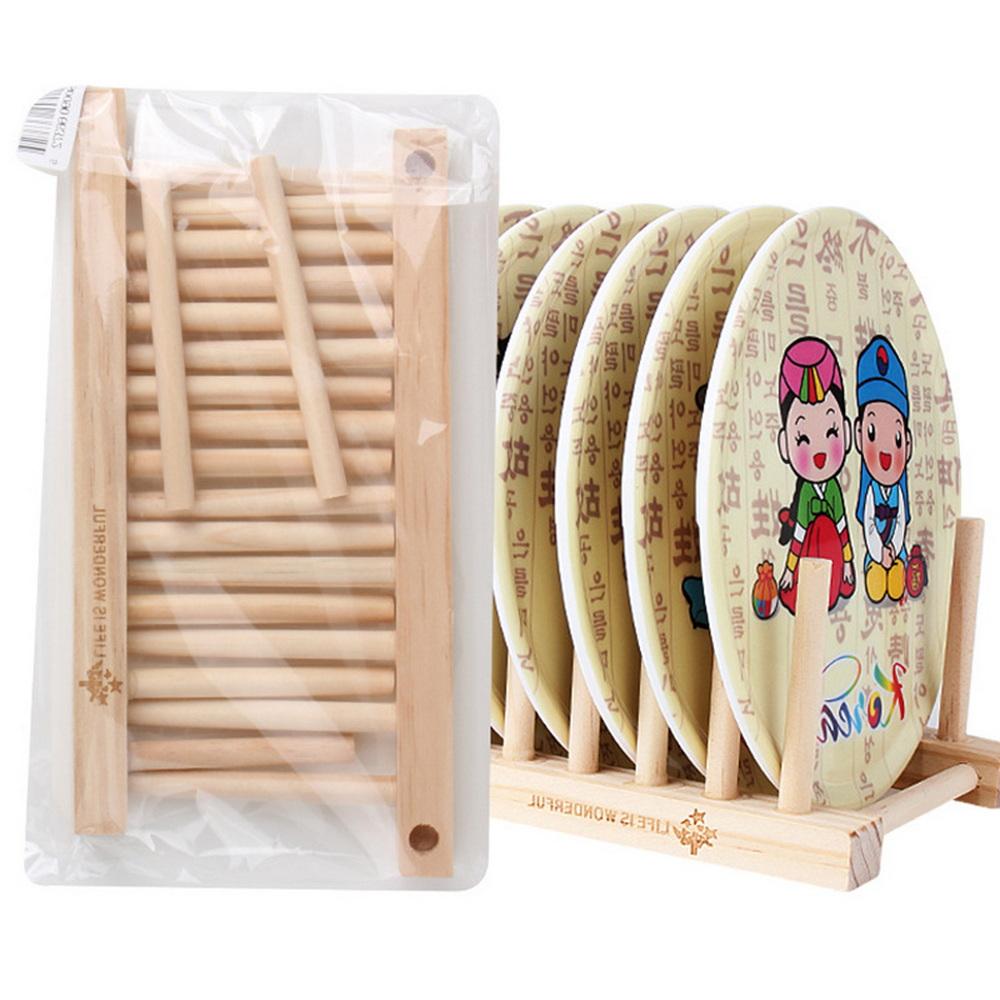 Drainer Foldable Wooden Dish Rack Kitchen Storage Rack Plate Cups Stand Display Holder Drying Rack Kitchen Storage Organizer