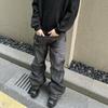 American retro washed old c jeans men's high street slightly pulled machete vibe thin black pants