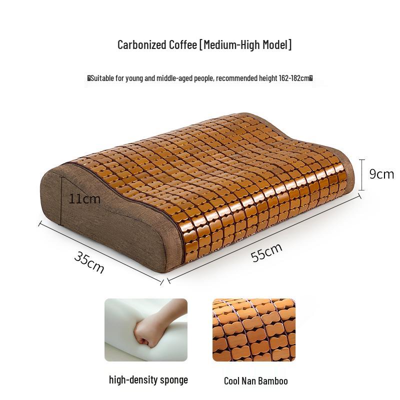 Free Shipping Summer Bamboo Cool Pillow - Neck Support for Men & Women, Hard Spine Protection, Single Person Sleep Mat